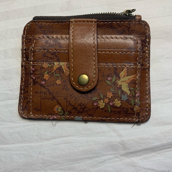 Patricia Nash Cassis ID holder, coin zip pocket. Leather with map, floral, birds - Picture 8 of 8